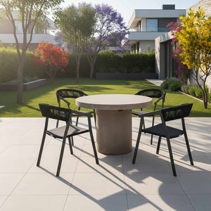Zen Round Table Auto Rope Chair Outdoor Dining Setting