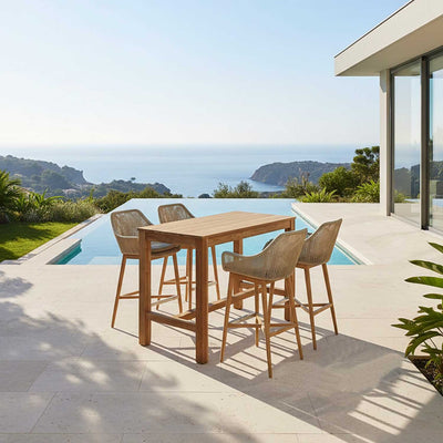 Miles Table String Stool Outdoor Bar Setting