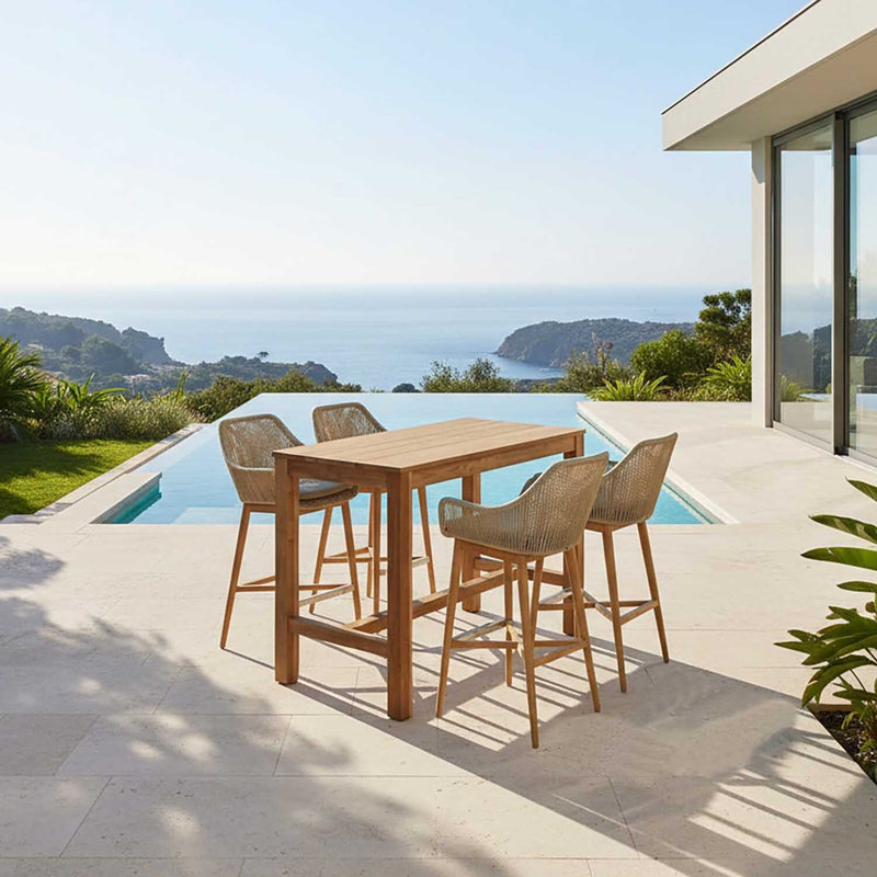 Miles Table String Stool Outdoor Bar Setting