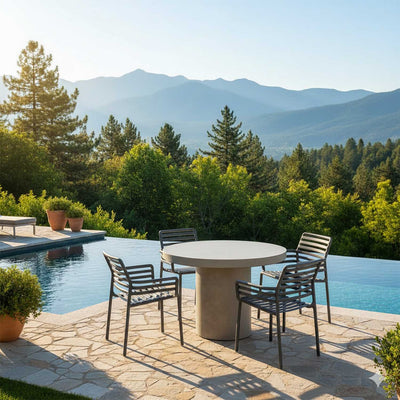 Zen Round Table Doga Dining Armchair Outdoor Dining Setting