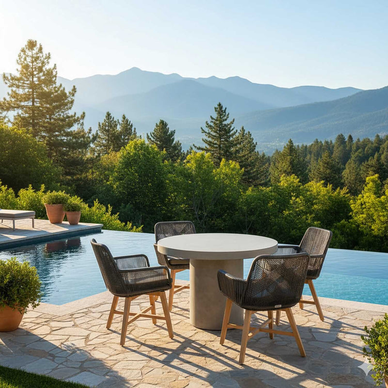 Zen Round Table Armenia Wicker Chair Outdoor Dining Setting