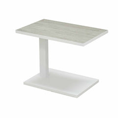 White 60 cm aluminium 'Clifton' pop-up outdoor side table with ceramic table top displayed on a plain white background, viewed from a front angle.