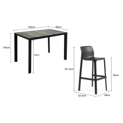 Clifton Table Nardi Net Stool Outdoor Bar Setting 5PC