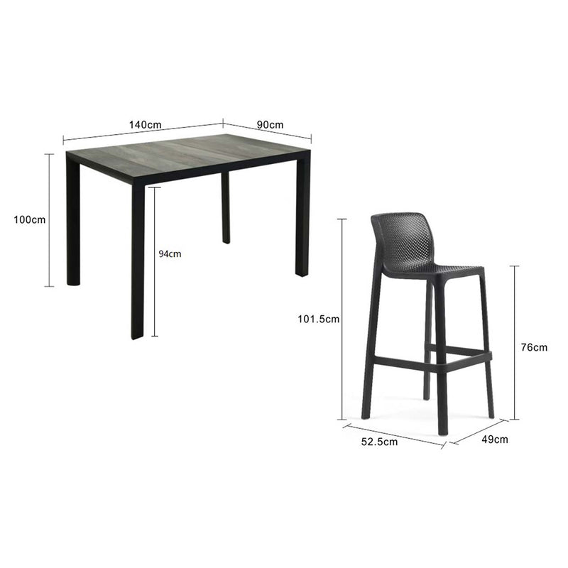 Clifton Table Nardi Net Stool Outdoor Bar Setting 5PC