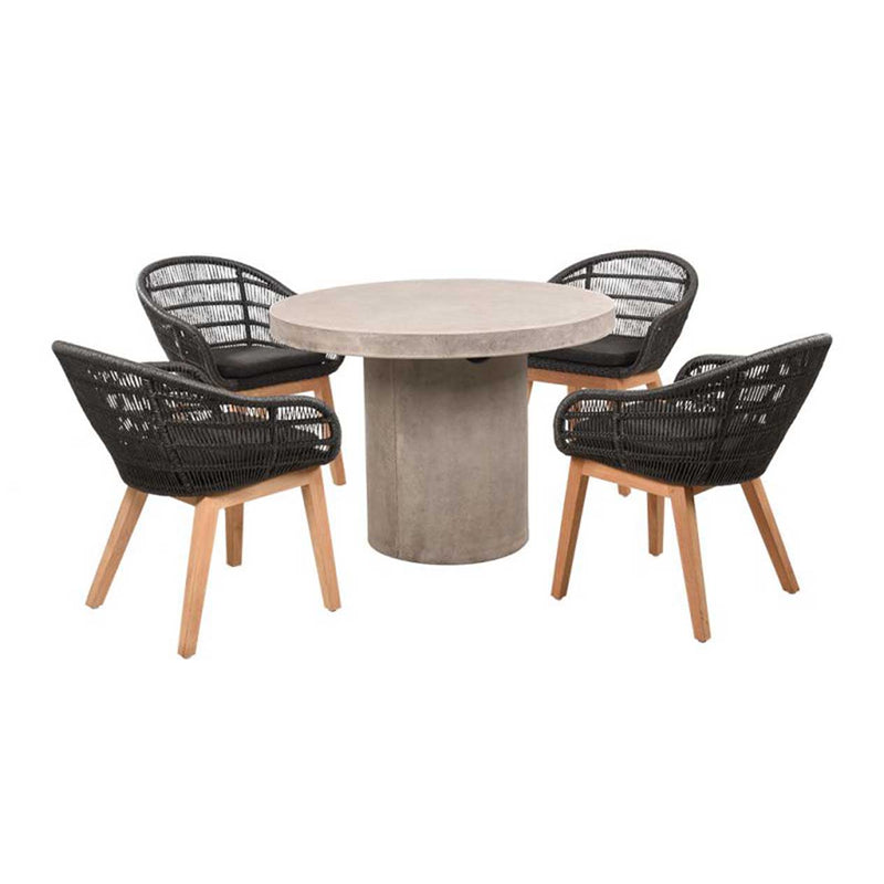 Zen Round Table Monsoon Chair Outdoor Dining Setting 5PC