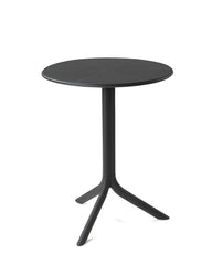 Black 60.5 cm Nardi Spritz Outdoor Resin Round Dining Table, ideal for alfresco furniture setups, displayed on a plain white background, viewed from the front.